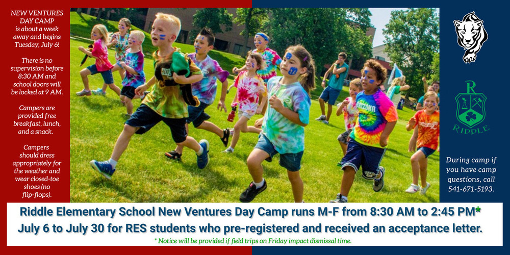 New Ventures Day Camp begins Tuesday, July 6