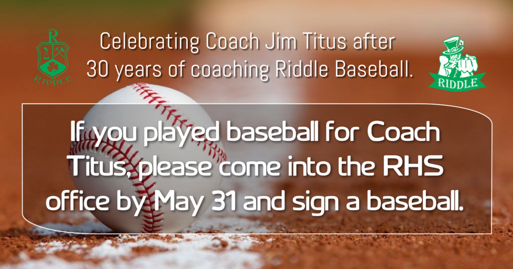 Celebrating Coach Jim Titus after 30 years of coaching Riddle Baseball